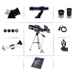 WR852-3 Telescopio astronomico ad alta definizione 16x/66x70 High Times con treppiede, clip di fissaggio per telefono e filtro lunare, 66x70 White + Moon Filter, 66x70 Blue + Moon Filter