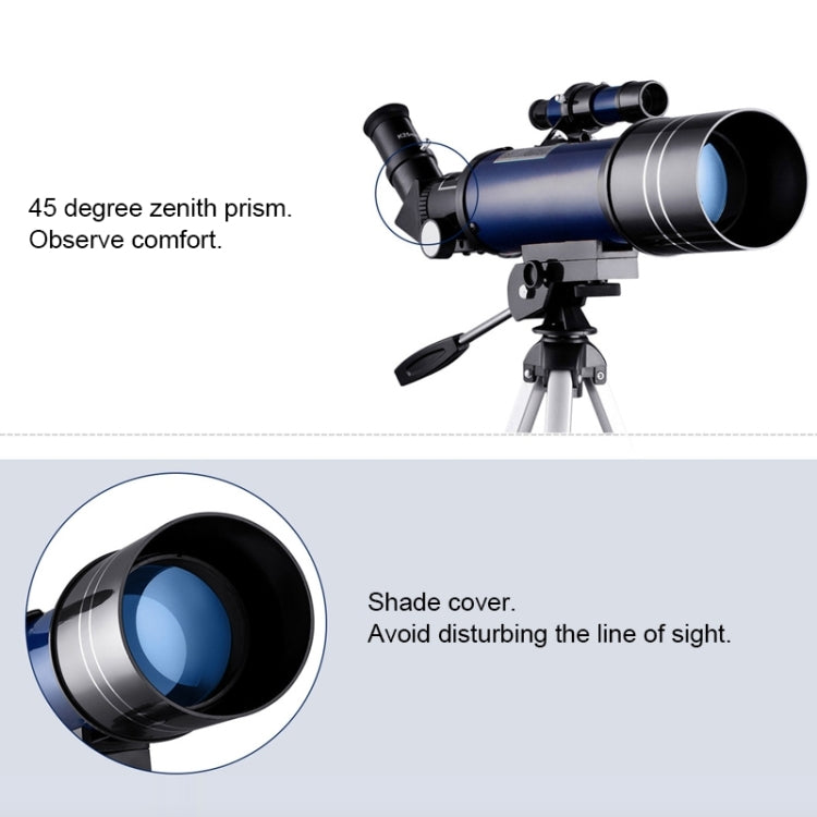 WR852-3 Telescopio astronomico ad alta definizione 16x/66x70 High Times con treppiede, clip di fissaggio per telefono e filtro lunare, 66x70 White + Moon Filter, 66x70 Blue + Moon Filter