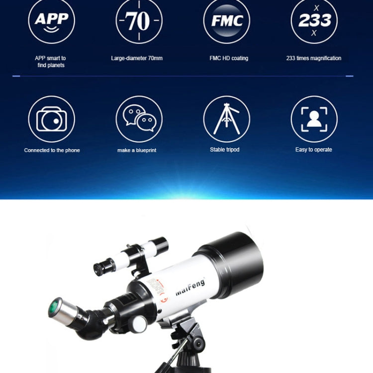 Maifeng40070 Telescopio astronomico ad alta definizione 233x70 High Times con treppiede, 233 x 70