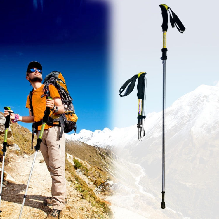 Bastone da trekking per bastoncini da trekking portatile regolabile per esterni in lega di alluminio da 125 cm, Green#125cm, Blue#125cm, Red#125cm, Yellow#125cm