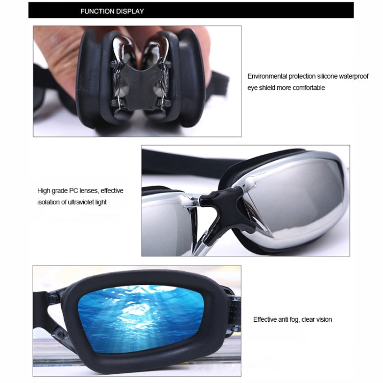 Occhialini da nuoto in silicone antiappannamento galvanico per adulti, adatti per miopia di 200 gradi, 200 Degree Myopia