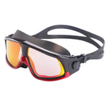 Occhialini da nuoto in silicone antiappannamento galvanici colorati con montatura grande per adulti, 8801 (Red + Black), 8801 (Yellow + Black), 8801 (Silver + Black), 8801 (Blue + Black)