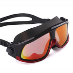Occhialini da nuoto in silicone antiappannamento galvanici colorati con montatura grande per adulti, 8801 (Red + Black), 8801 (Yellow + Black), 8801 (Silver + Black), 8801 (Blue + Black)
