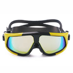 Occhialini da nuoto in silicone antiappannamento galvanici colorati con montatura grande per adulti, 8801 (Red + Black), 8801 (Yellow + Black), 8801 (Silver + Black), 8801 (Blue + Black)