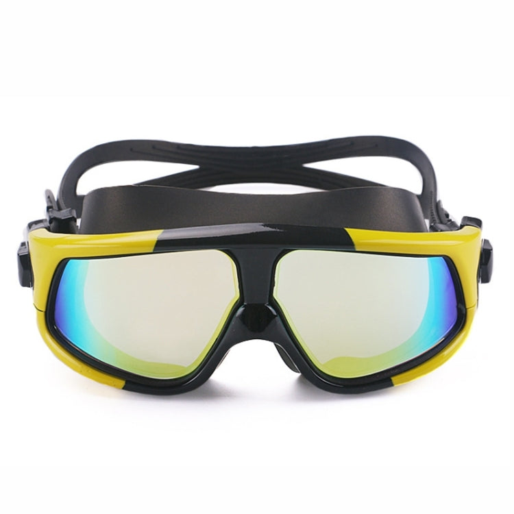 Occhialini da nuoto in silicone antiappannamento galvanici colorati con montatura grande per adulti, 8801 (Red + Black), 8801 (Yellow + Black), 8801 (Silver + Black), 8801 (Blue + Black)