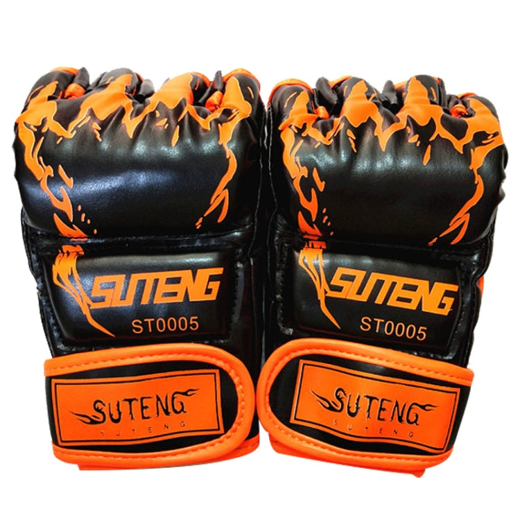 SUTENG Guanti da boxe da allenamento con mezze dita per adulti, Half Fingers Orange, Half Fingers Green, Half Fingers Red