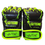 SUTENG Guanti da boxe da allenamento con mezze dita per adulti, Half Fingers Orange, Half Fingers Green, Half Fingers Red