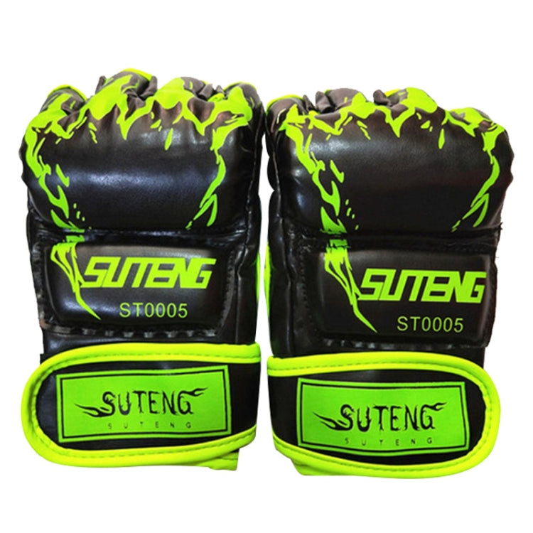 SUTENG Guanti da boxe da allenamento con mezze dita per adulti, Half Fingers Orange, Half Fingers Green, Half Fingers Red