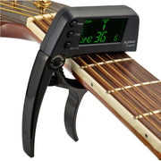 Clip per accordatore per chitarra professionale, accordatore a clip cromatico in stile Loft con display LCD rotante con luce Capotasto per chitarra con una sola mano
