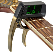 Clip per accordatore per chitarra professionale, accordatore a clip cromatico in stile Loft con display LCD rotante con luce Capotasto per chitarra con una sola mano