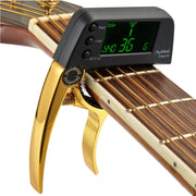 Clip per accordatore per chitarra professionale, accordatore a clip cromatico in stile Loft con display LCD rotante con luce Capotasto per chitarra con una sola mano