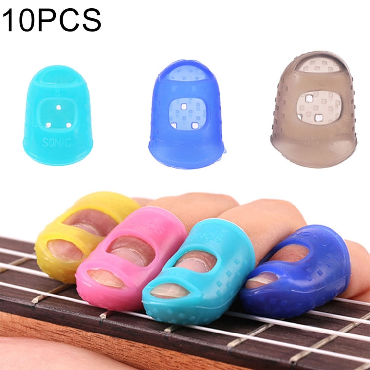 10 pezzi di protezione per dita per strumento a corde per chitarra ukulele, protezione per dita antidolore in consegna di colori casuali (taglia: S), Size: S