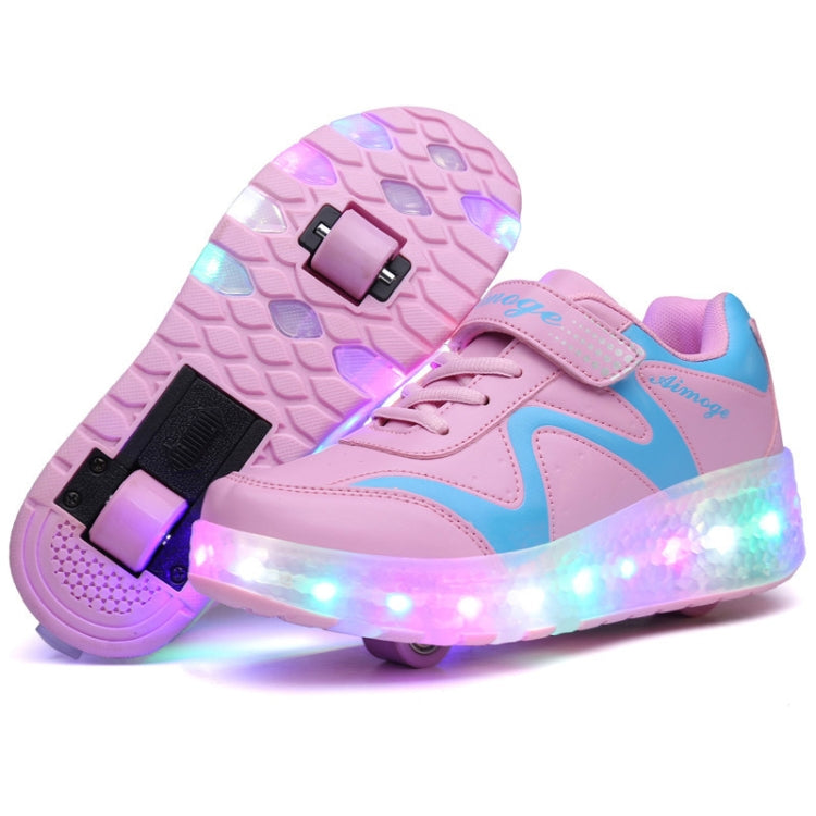 786 Scarpe da pattinaggio a rotelle a doppia ruota ricaricabili ultraleggere a LED, dimensioni: 31, Size : 31