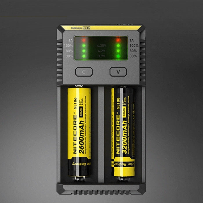 Nitecore NUOVO i2 Intelligent Digi Caricabatterie Intelligente con indicatore LED per batterie 14500, 16340 (RCR123), 18650, 22650, 26650, Ni-MH e Ni-Cd (AA, AAA), NEW i2