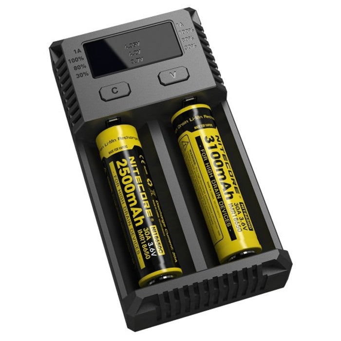 Nitecore NUOVO i2 Intelligent Digi Caricabatterie Intelligente con indicatore LED per batterie 14500, 16340 (RCR123), 18650, 22650, 26650, Ni-MH e Ni-Cd (AA, AAA), NEW i2