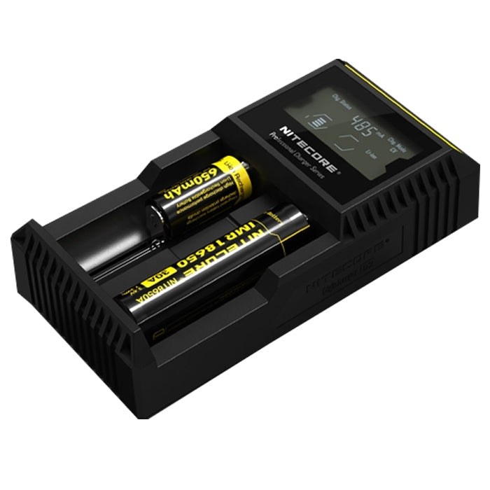 Nitecore D2 Caricabatterie intelligente Digi intelligente con indicatore LED per batterie 14500, 16340 (RCR123), 18650, 22650, 26650, Ni-MH e Ni-Cd (AA, AAA), D2