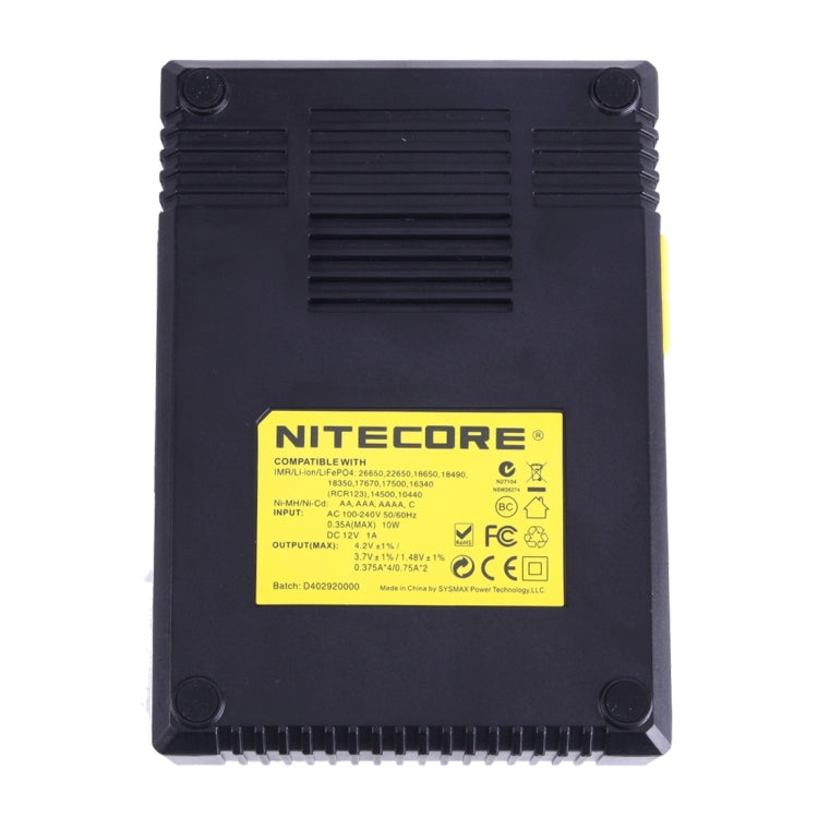 Nitecore D4 Caricabatterie intelligente Digi intelligente con display LCD per batterie 14500, 16340 (RCR123), 18650, 22650, 26650, Ni-MH e Ni-Cd (AA, AAA), D4