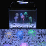Decorazione medusa fluorescente in silicone per acquari 8x20 cm