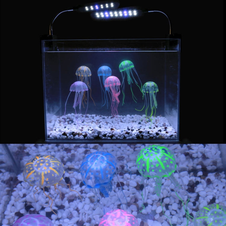 Decorazione medusa fluorescente in silicone per acquari 8x20 cm