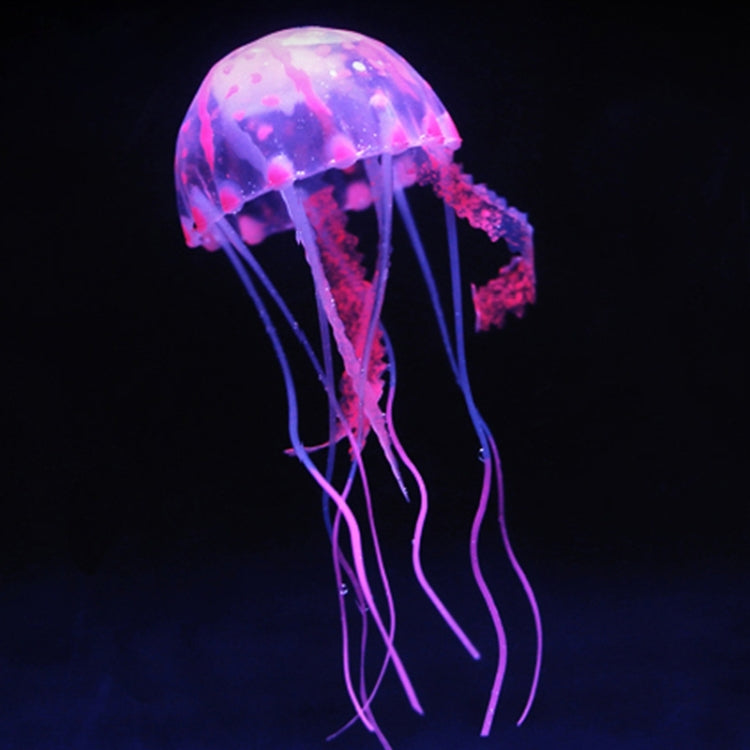 Decorazione medusa fluorescente in silicone per acquari 8x20 cm