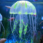 Decorazione medusa fluorescente in silicone per acquari 8x20 cm