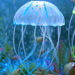 Decorazione medusa fluorescente in silicone per acquari 8x20 cm
