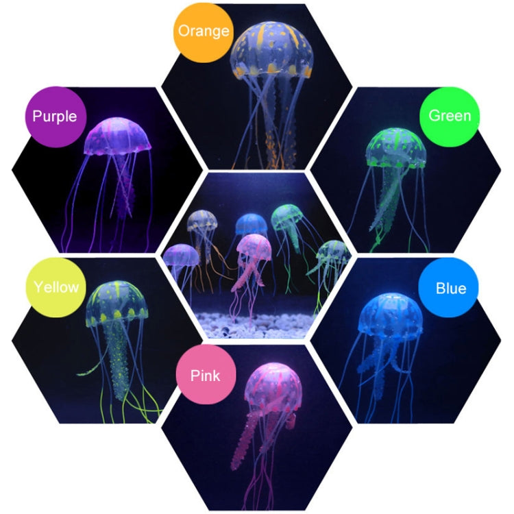 Decorazione medusa fluorescente in silicone per acquari 8x20 cm