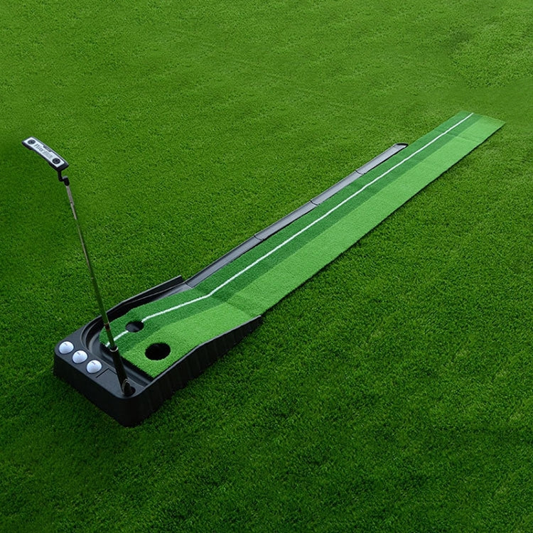 PGM Golf Mini Putting Mat Push Rod Trainer 2,5 m, con fairway con ritorno automatico della palla, 2.5m, with Auto Ball Return Fairway