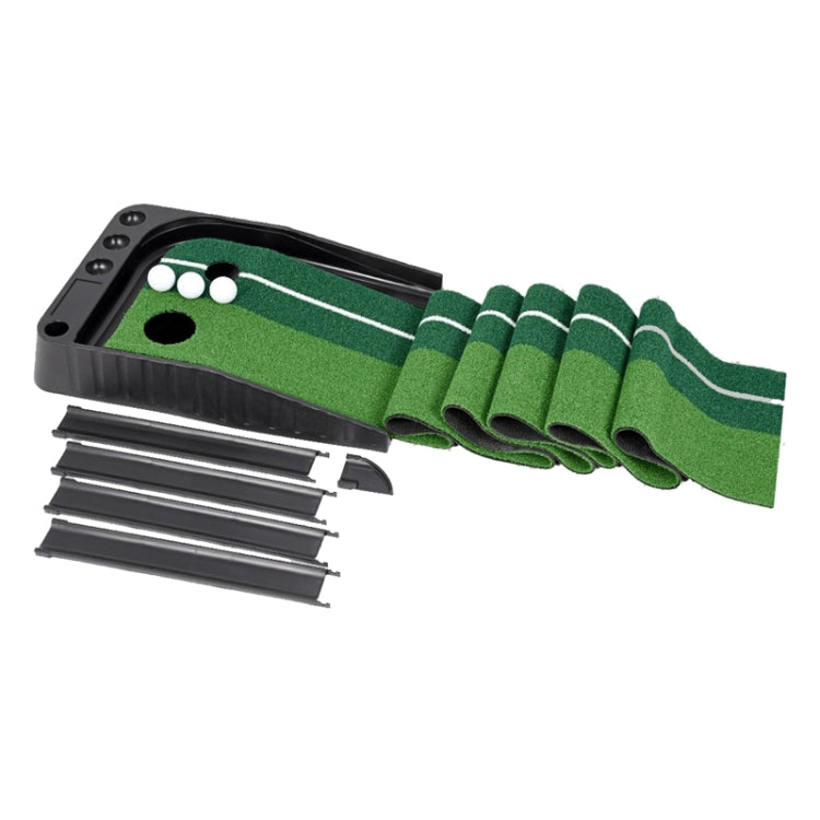 PGM Golf Mini Putting Mat Push Rod Trainer 2,5 m, con fairway con ritorno automatico della palla, 2.5m, with Auto Ball Return Fairway