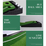PGM Golf Mini Putting Mat Push Rod Trainer 2,5 m, con fairway con ritorno automatico della palla, 2.5m, with Auto Ball Return Fairway