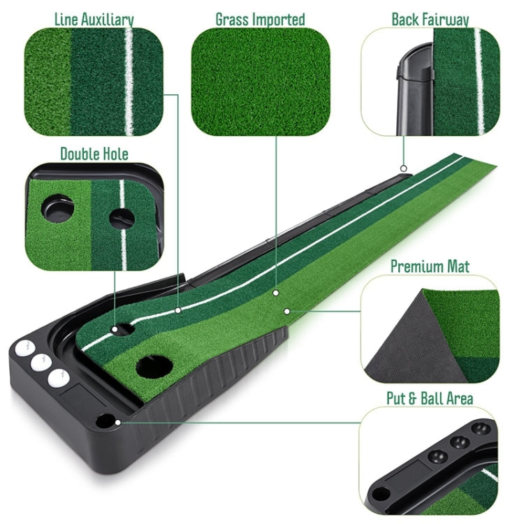 PGM Golf Mini Putting Mat Push Rod Trainer 3 m, senza fairway con ritorno automatico della palla, 3m, without Auto Ball Return Fairway
