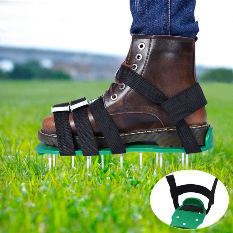 Attrezzi da giardino per prato da giardino, scarificatore per erba, scarpe chiodate con 8 fibbie in metallo, With 8 Metal Buckles (Black), With 8 Metal Buckles (Green)