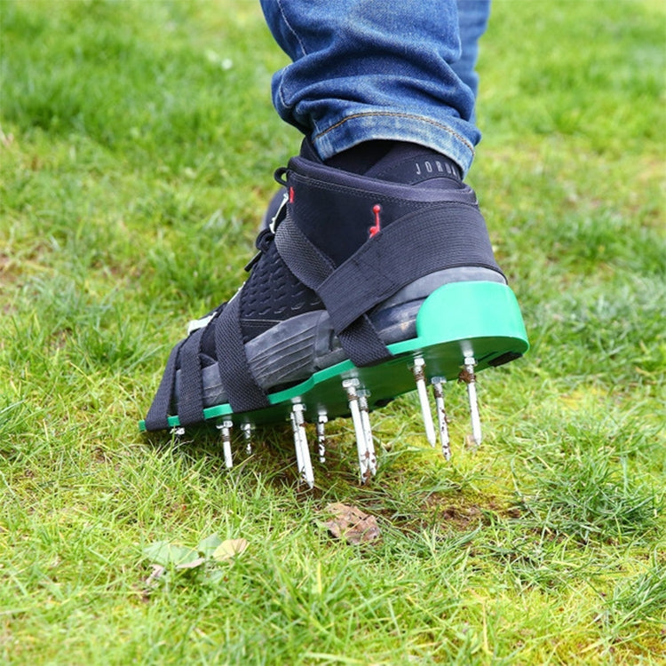 Attrezzi da giardino per prato da giardino, scarificatore per erba, scarpe chiodate con 8 fibbie in metallo, With 8 Metal Buckles (Black), With 8 Metal Buckles (Green)