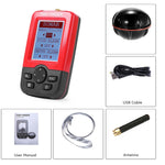 XJ-01 Rilevatore di pesci wireless Sensore sonar 125KHz Localizzatore di profondità 0,6-36 m Localizzatore di pesci con schermo LCD da 2,4 pollici e antenna, sensore di temperatura dell'acqua integrato, XJ-01