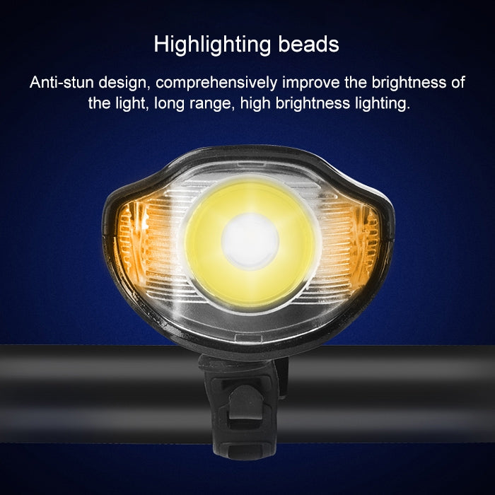 Faro per bicicletta a scatto impermeabile con ricarica USB da 350LM con funzione altoparlante e cronometro, Red, Black, Blue