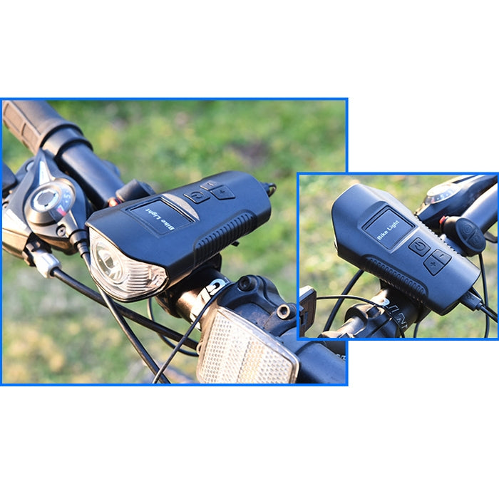 Faro per bicicletta a scatto impermeabile con ricarica USB da 350LM con funzione altoparlante e cronometro, Red, Black, Blue