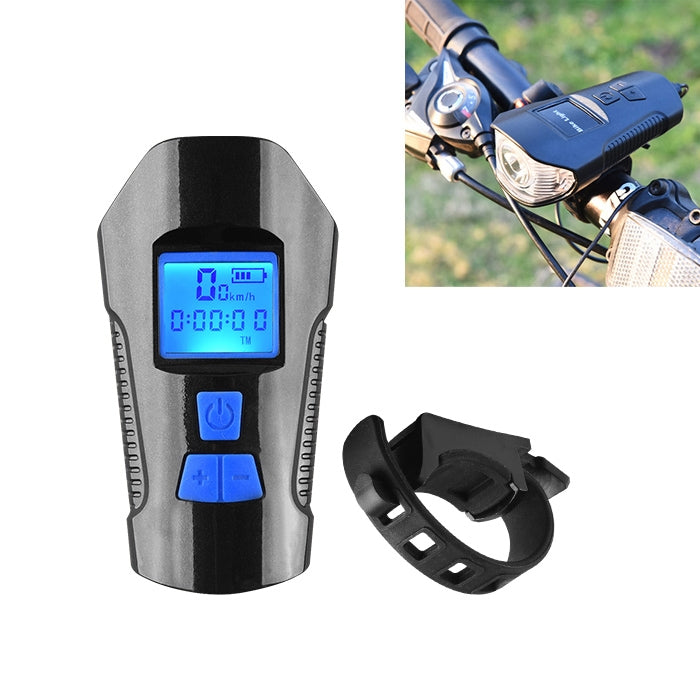 Faro per bicicletta a scatto impermeabile con ricarica USB da 350LM con funzione altoparlante e cronometro, Red, Black, Blue
