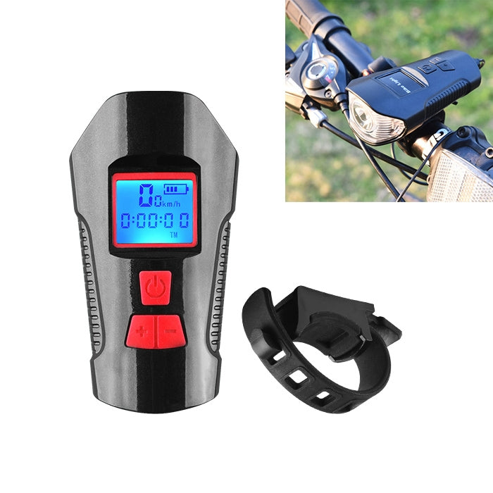 Faro per bicicletta a scatto impermeabile con ricarica USB da 350LM con funzione altoparlante e cronometro, Red, Black, Blue