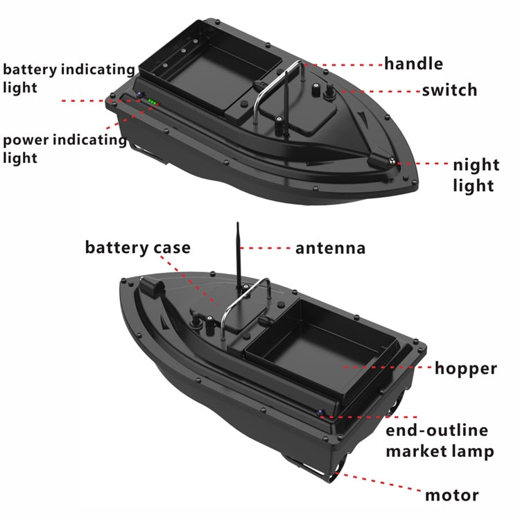 Barca da pesca con esca da pesca D16 Smart RC 2 kg Caricamento 500 M, D16