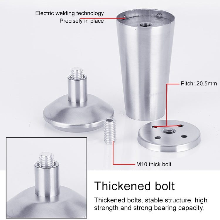 5 piedini per armadio a tazza regolabili in acciaio inossidabile ispessito, 100 mm, 100mm