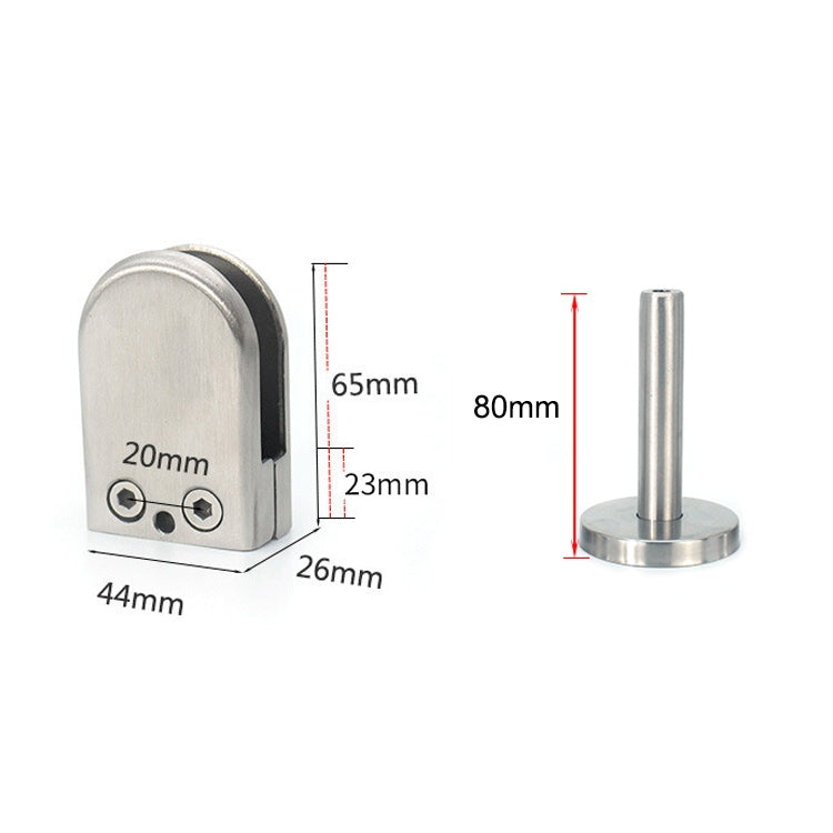 Clip di fissaggio per asta di supporto per bocca di pesce in vetro in acciaio inossidabile 201 con asta da 14x80 mm, specifica: L, L, with 14x80mm Rod