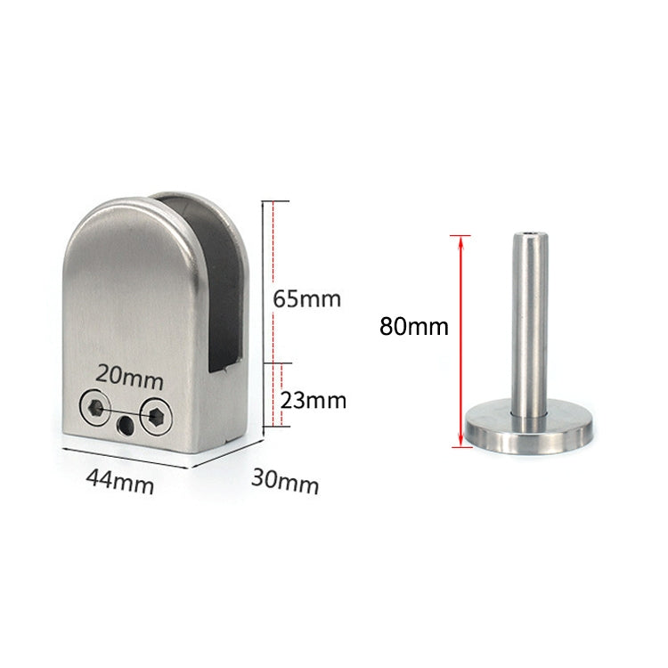 201 Clip di fissaggio per asta di supporto per bocca di pesce in vetro in acciaio inossidabile con asta da 14x80 mm, specifica: XL, XL, with 14x80mm Rod
