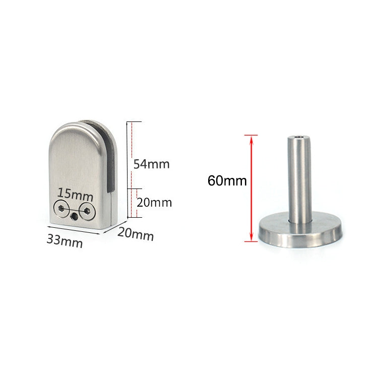 Clip di fissaggio per asta di supporto per bocca di pesce in vetro in acciaio inossidabile 201 con asta da 14x60 mm, specifica: S, S, with 14x60mm Rod