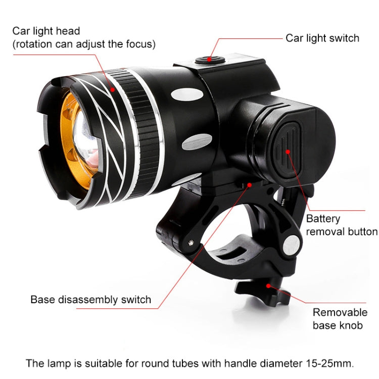 BG-1901 Attrezzatura da ciclismo multifunzione con altoparlante di ricarica USB per bicicletta, lampada frontale, 150LM