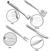 Set di stoviglie da esterno 10 in 1 Set di stoviglie da barbecue da campeggio Set di strumenti da picnic con termometro, 10 in 1, with Thermometer