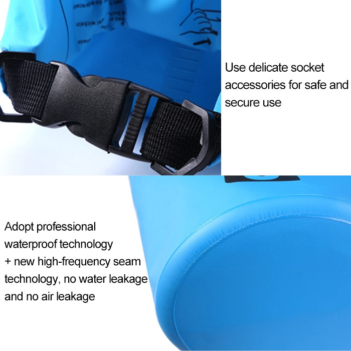 Borsa a tracolla singola impermeabile per esterni Borsa a barile in PVC con sacco asciutto, capacità: 15 litri, Capacity: 15L (Black), Capacity: 15L (Dark Blue), Capacity: 15L (Orange), Capacity: 15L (Pink), Capacity: 15L (Green), Capacity: 15L (Sky Bl...