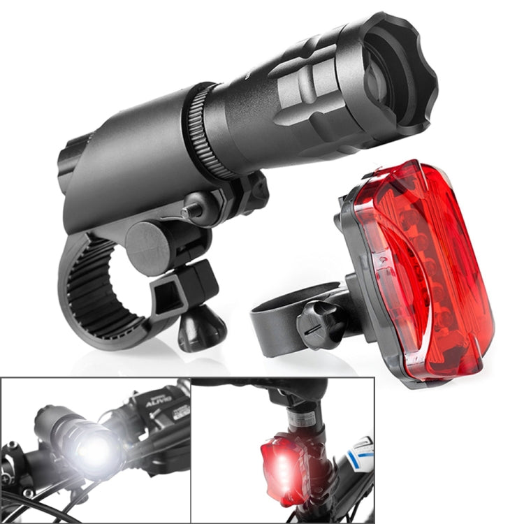Faro per mountain bike da 5 W Zoom abbagliante Torcia impermeabile Set faro per auto + fanale posteriore (set uno), Set One