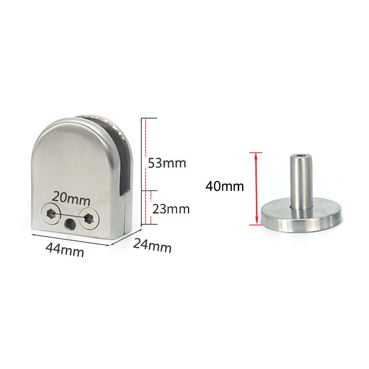 Clip di fissaggio per asta di supporto per bocca di pesce in vetro in acciaio inossidabile 201 con asta da 14x40 mm, specifica: M, M, with 14x40mm Rod