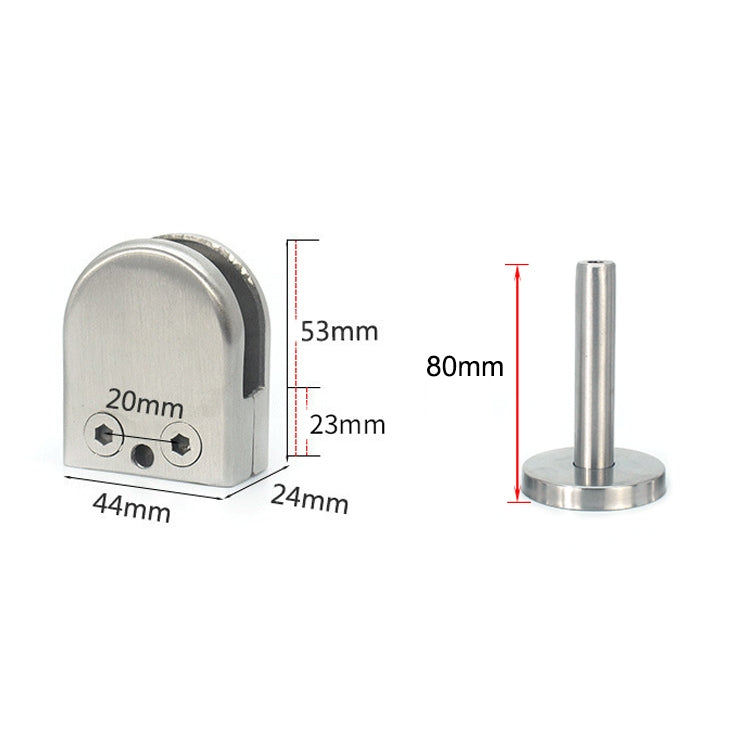 Clip di fissaggio per asta di supporto per bocca di pesce in vetro in acciaio inossidabile 201 con asta da 14x80 mm, specifica: M, M, with 14x80mm Rod