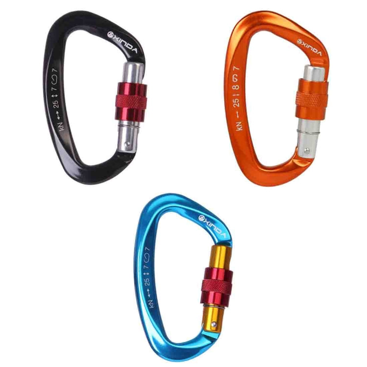 XINDA XD-Q9628 Arrampicata professionale a forma di D Master Lock Moschettone Fibbia di sicurezza Forniture per attrezzature per arrampicata all'aperto, XD-Q9628 (Black), XD-Q9628 (Orange), XD-Q9628 (Blue)